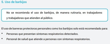 Recomendaciones sobre el uso de barbijos
