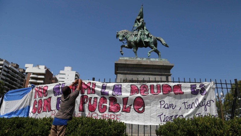 La movilización este jueves en plaza San Martín. (Foto: Alan Monzón/Rosario3)