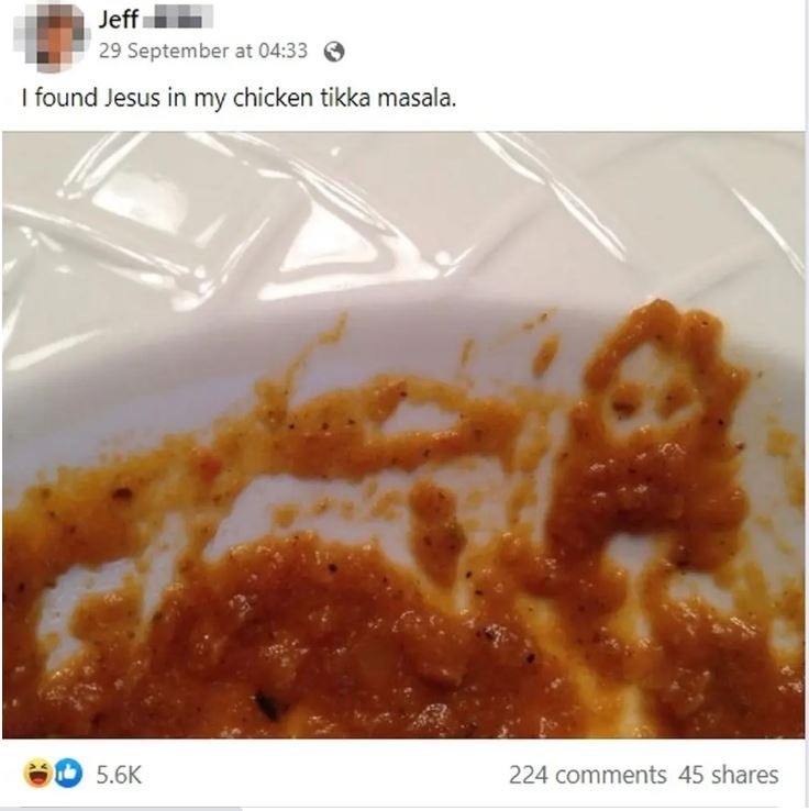 El hombre afirma que ve a Jesús en el curry