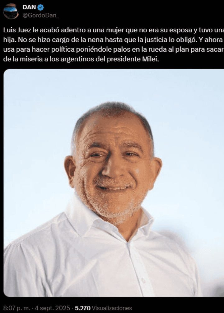 El tuit que el Gordo Dan publicó y luego eliminó. 