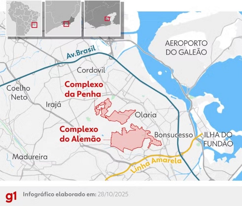 Las favelas en las que tuvieron lugar los operativos. (G1)&nbsp;