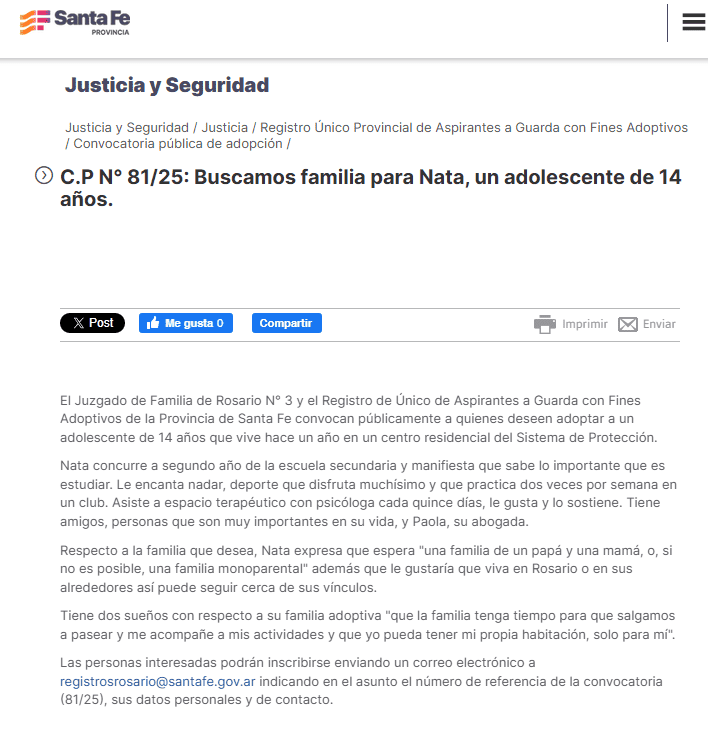 RUAGA Santa Fe habilitó el contacto a través del correo registrosrosario@santafe.gov.ar 