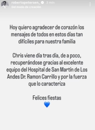 Roberto Petersen agradeció los mensajes de apoyo para su hermano.&nbsp;