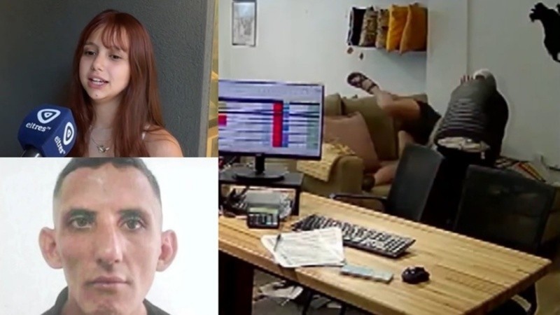 &nbsp;La joven atacada y la filmación de la agresión en la mueblería.