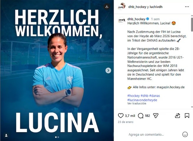 Lucina von der Heyde jugará para Alemania (@luchivdh).&nbsp;