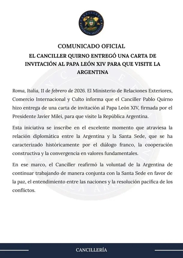 El comunicado oficial.&nbsp;