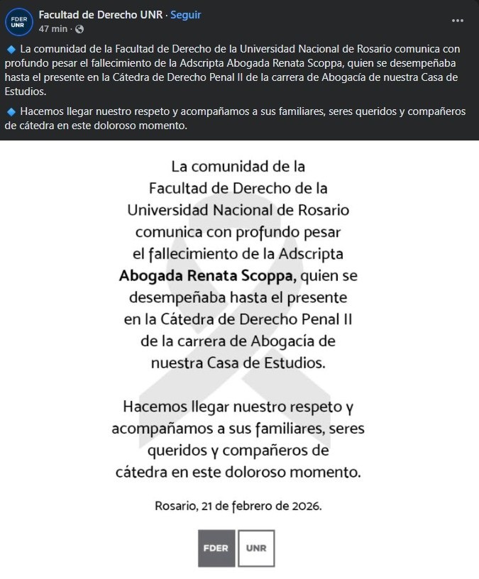 El comunicado de Derecho UNR.