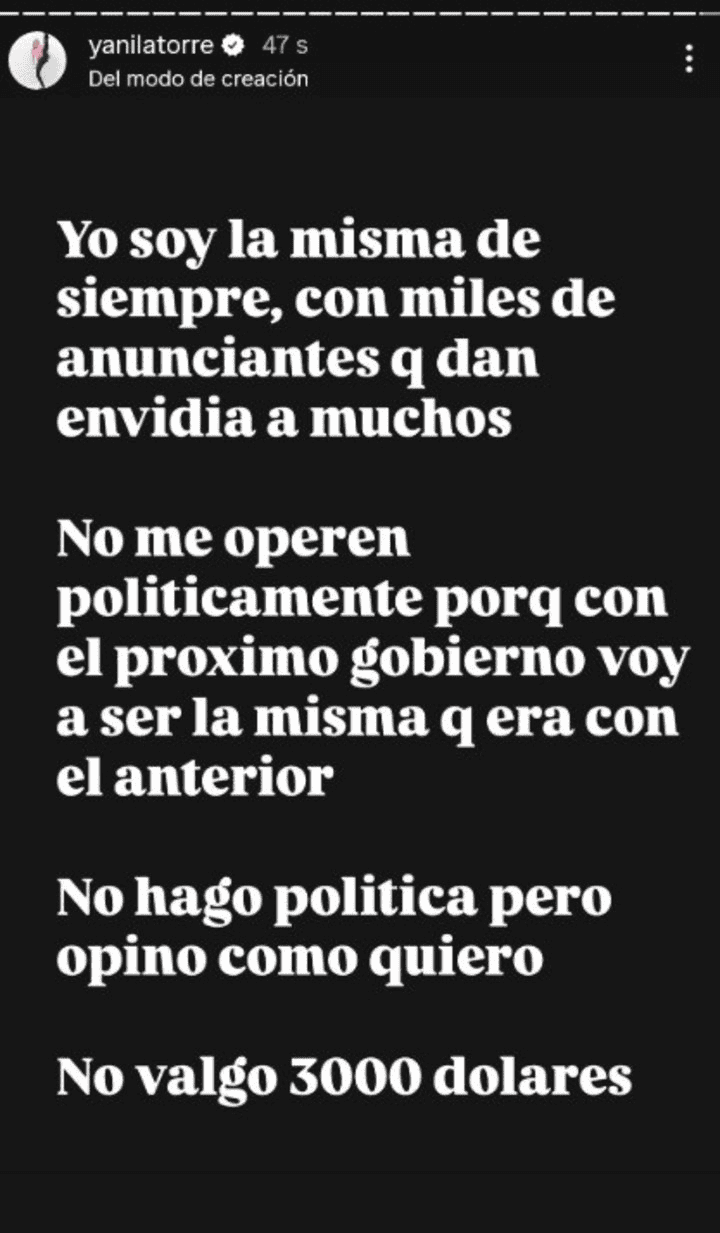 El descago de Yanina en Instagram.&nbsp;