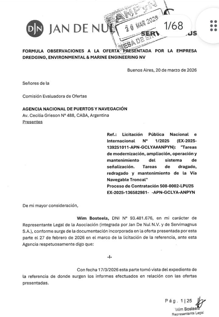 La impugnación presentada por Jan de Nul&nbsp;