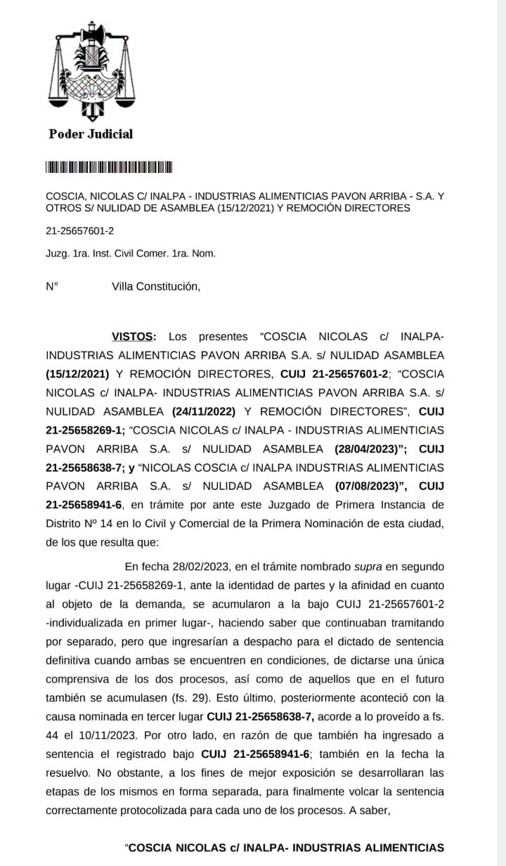 &nbsp;La resolución con el duro revés contra Coscia