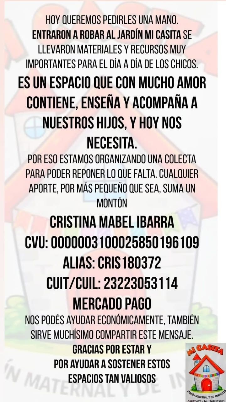 &nbsp;Desde el jardín pidieron colaboración para reponer lo robado,