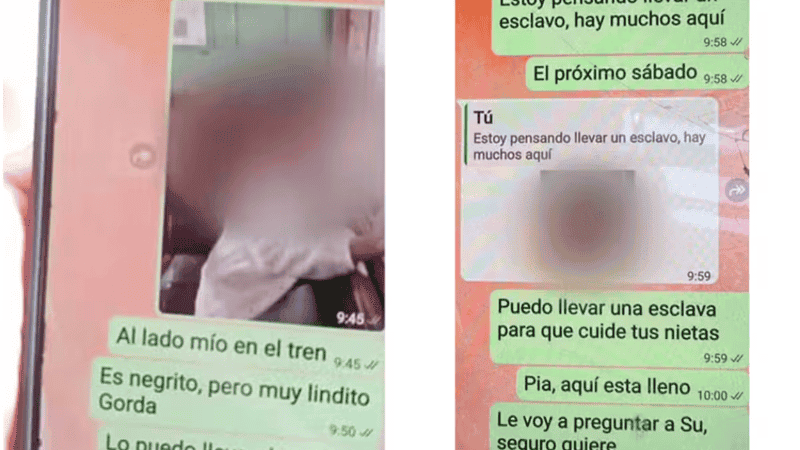 Algunos de los mensajes que el argentino envió junto a la foto del nene.