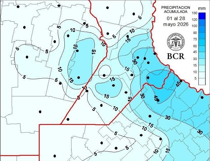 Tras un mayo “deficitario en lluvias”, productores esperan una mayor actividad pluvial durante la primera quincena de junio. (Bolsa de Comercio de Rosario)&nbsp;