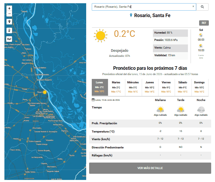 El clima en Rosario este lunes.&nbsp;