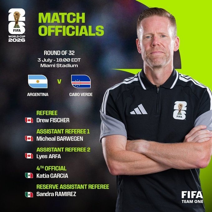 Los árbitros encargados del encuentro de la selección argentina ante Cabo Verde.&nbsp;