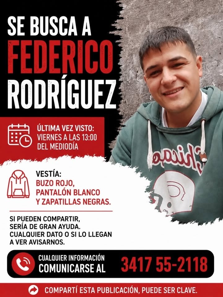 El flyer sobre la búsqueda con un celular de contacto.