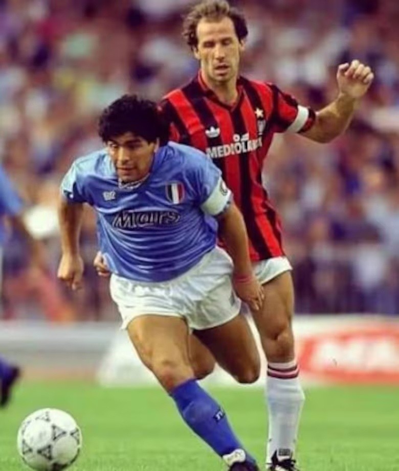 Maradona y Baresi se enfrentaron en diferentes oportunidades, tanto en la liga italiana como en el Mundial 1990.&nbsp;