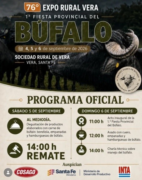 El programa de la Fiesta Provincial del Búfalo en Vera.
