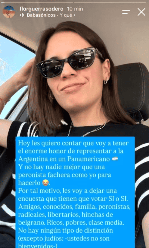 &nbsp;El posteo de la deportista. 