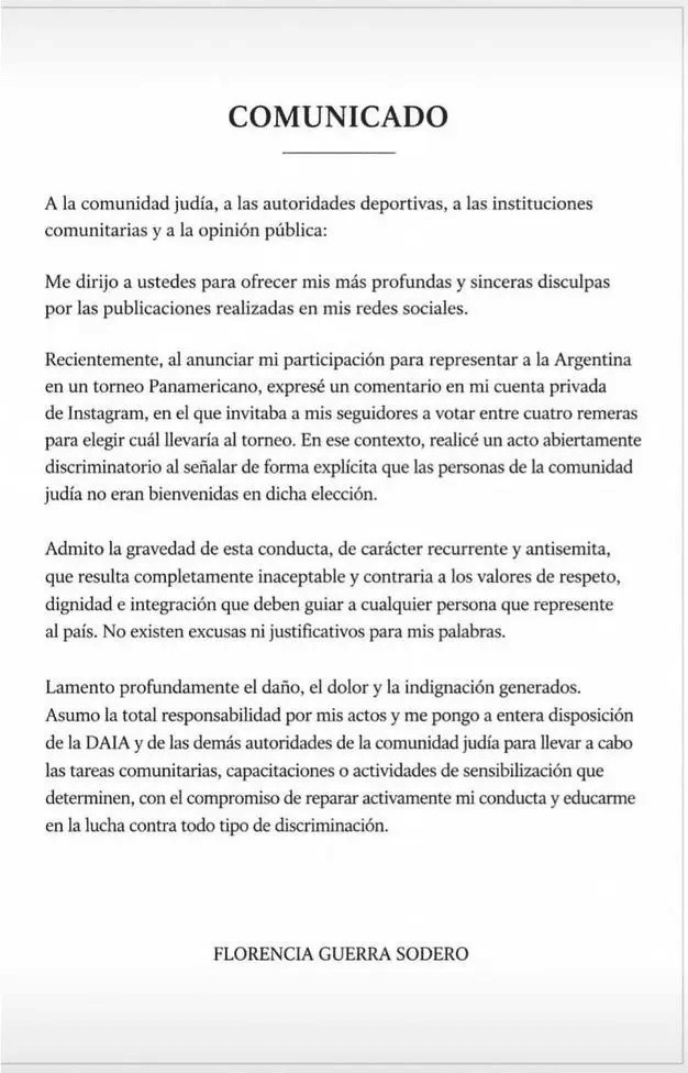 &nbsp;El posteo de la jugadora. 