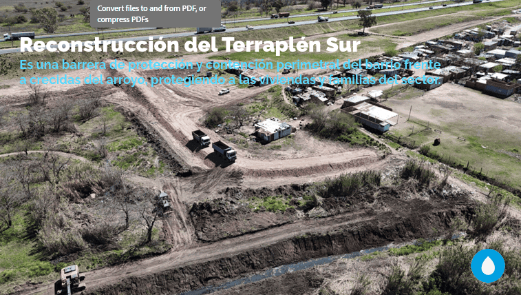 Una foto de la recostrucción del terraplen sur incluida en el informe municipal.&nbsp;